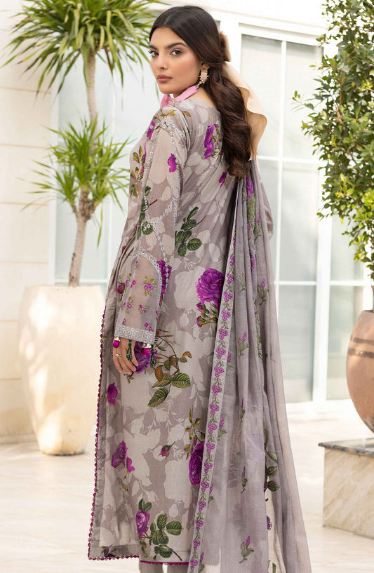 Florence by Nur Embroidered Lawn Unstitched 3 Piece Suit - FN-230 - NUR25FL - Grey - Summer Collection