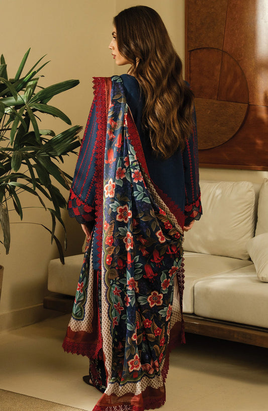 Faiza Faisal Embroidered Lawn Unstitched 3 Piece Suit - FNF-SS25-0400 Aina - FF25SSL - Blue - Summer Collection