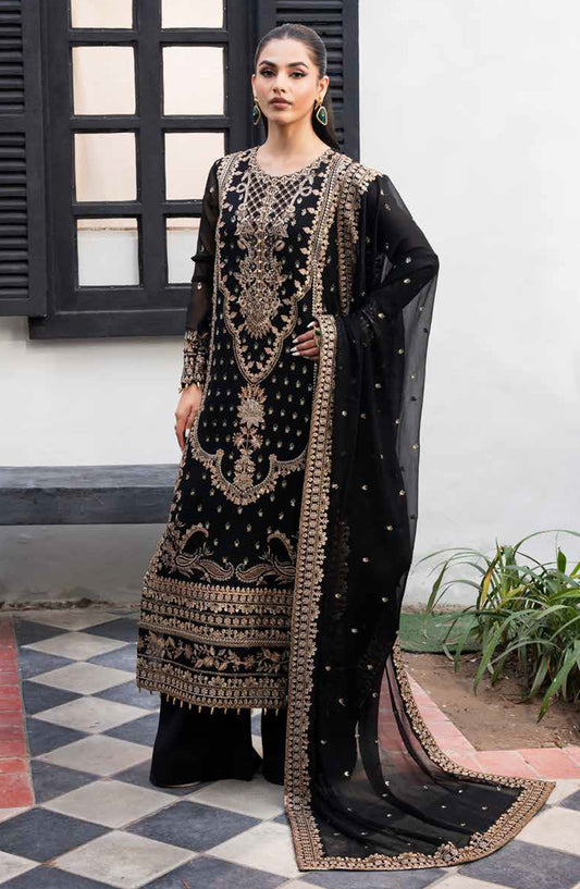Tarz by Freesia Embroidered Luxury Chiffon Unstitched 3 Piece Suit - ARASH - MNM25TRF - FW-40050 - Black - Festive Collection