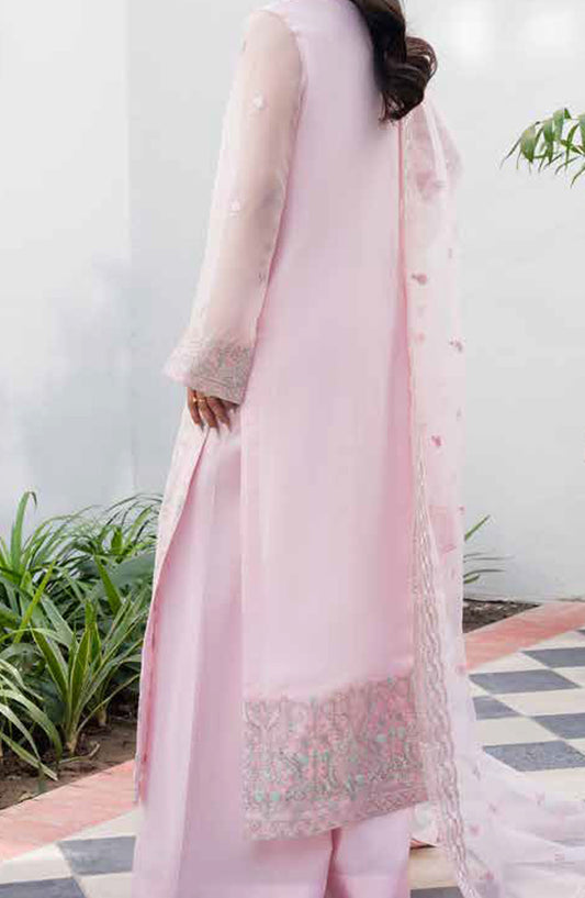 Tarz by Freesia Embroidered Luxury Chiffon Unstitched 3 Piece Suit - PANTEA - MNM25TRF - FW-40044 - Pink - Festive Collection