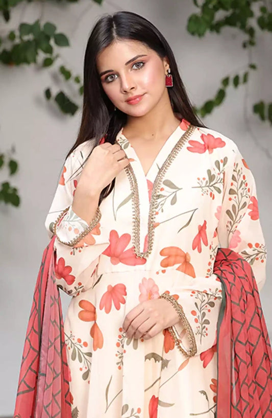 Jahanara Festive Stitched 2 Pc Collection By Nazmina - FRT-81 Flowy Halter Dress