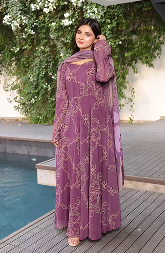 Jahanara Festive Stitched 2 Pc Collection By Nazmina - FRT-86 Delicate Wrap Dress