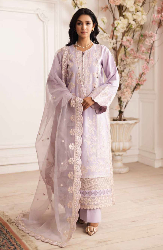 Mira by Freesia Embroidered Lawn Unstitched 3 Piece Suit - FS-50097 Baran - MNM25MLL - Purple - Summer Collection
