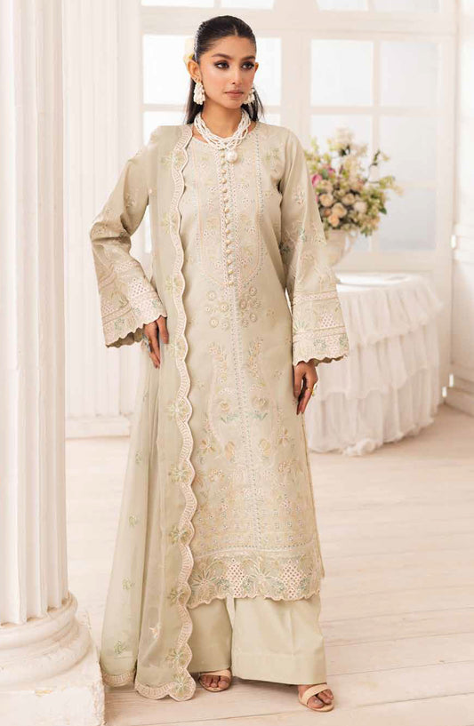 Mira by Freesia Embroidered Lawn Unstitched 3 Piece Suit - FS-50099 Esmat - MNM25MLL - Beige - Summer Collection
