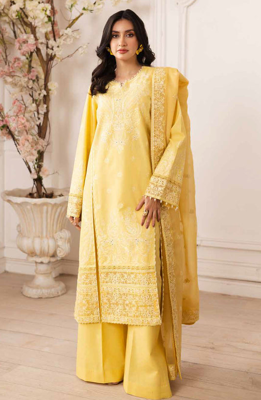 Mira by Freesia Embroidered Lawn Unstitched 3 Piece Suit - FS-50111 Mina - MNM25MLL - Yellow - Summer Collection