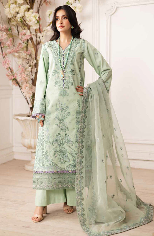 Mira by Freesia Embroidered Lawn Unstitched 3 Piece Suit - FS-50112 Zinat - MNM25MLL - Green - Summer Collection