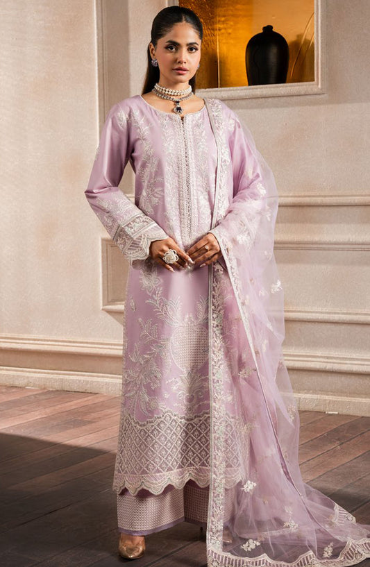 Aqs by Freesia Embroidered Lawn Unstitched 3 Piece Suit - FS-50124 Fidda - MNM25AQS - Purple - Summer Collection