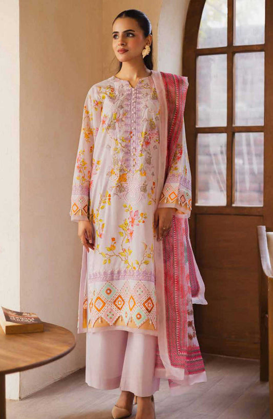 Zen by Freesia Embroidered Lawn Unstitched 3 Piece - FW-50071 ADIVA - FR25Z - Creamy Yellow - Summer Collection