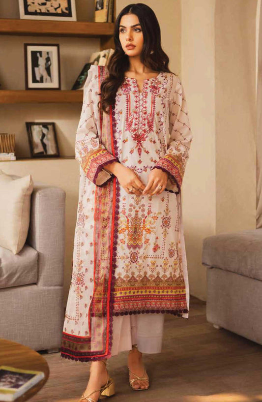 Zen by Freesia Embroidered Lawn Unstitched 3 Piece - FW-50076 NATHALIA - FR25Z - Peach - Summer Collection