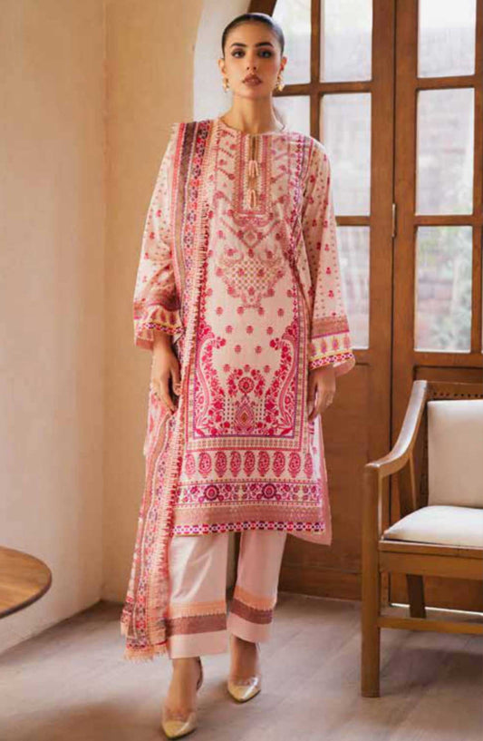 Zen by Freesia Embroidered Lawn Unstitched 3 Piece - FW-50080 VALIQA - FR25Z - Light Pink - Summer Collection