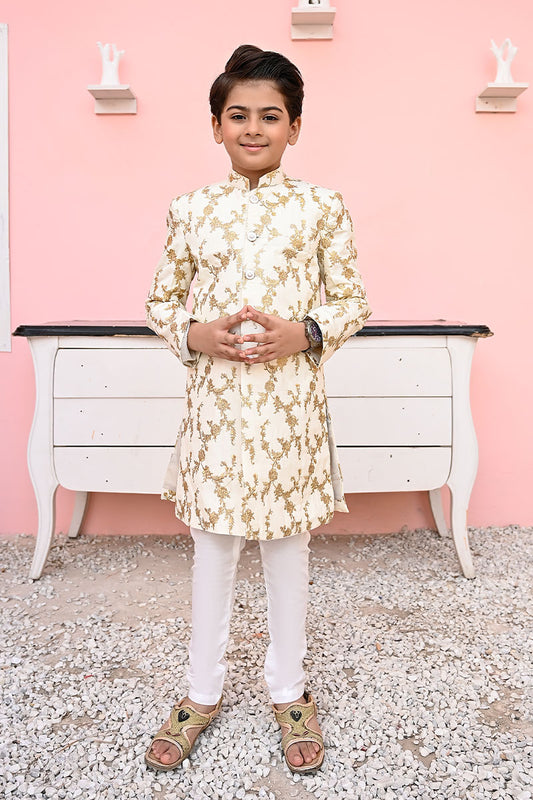 Exclusive Kids Sherwani Collection Vol 02 - Golden Mysore Sequence Sherwani - S10