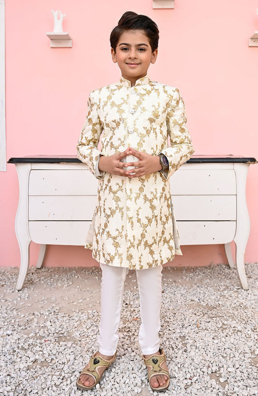 Exclusive Sherwani Collection By Hassan Jee - Golden Mysore Sequence Sherwani - S10