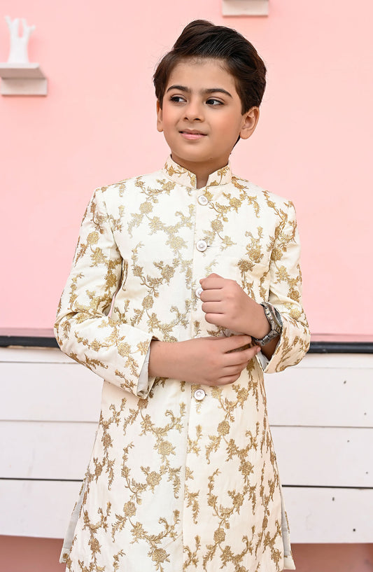 Exclusive Sherwani Collection By Hassan Jee - Golden Mysore Sequence Sherwani - S10