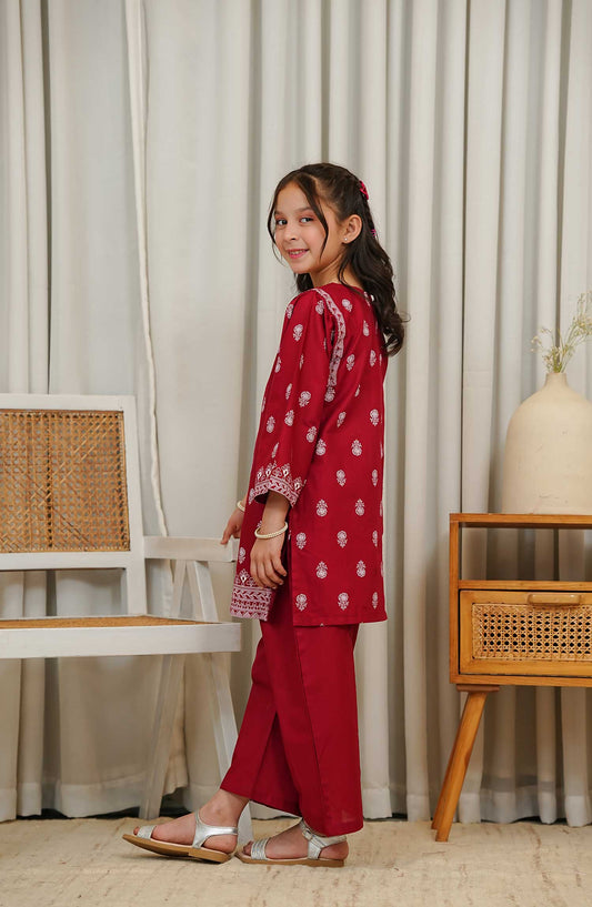 Gurya by Amna Khadija Printed Cotton Stitched 2 Piece - GSS-01 - AM25GS - Red - Summer Collection