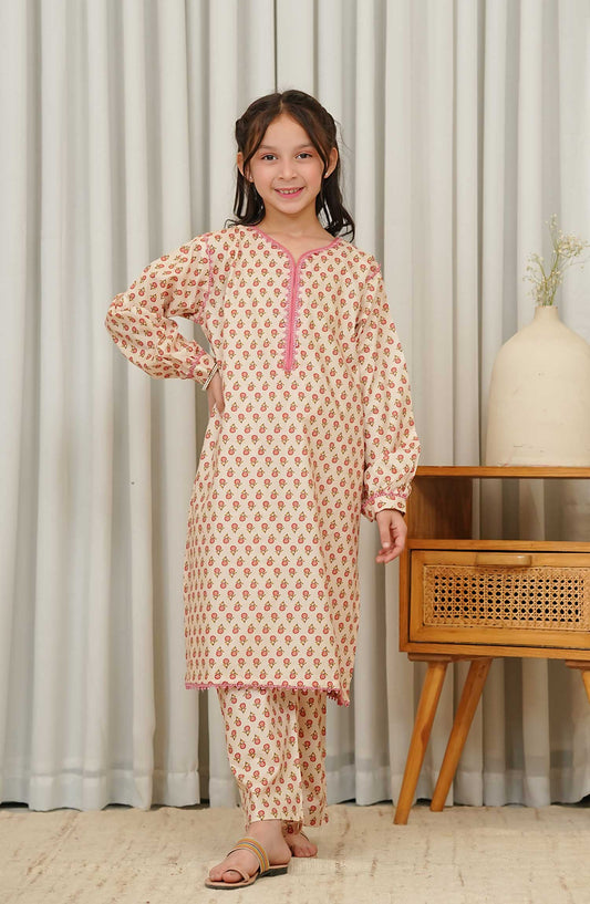 Gurya by Amna Khadija Printed Cotton Stitched 2 Piece - GSS-05 - AM25GS - Cream - Summer Collection