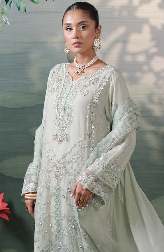 Silvana by Guzel Embroidered Chiffon Stitched 3 Piece Suit - Alva - GUZ25SLC - Green - Luxury Collection