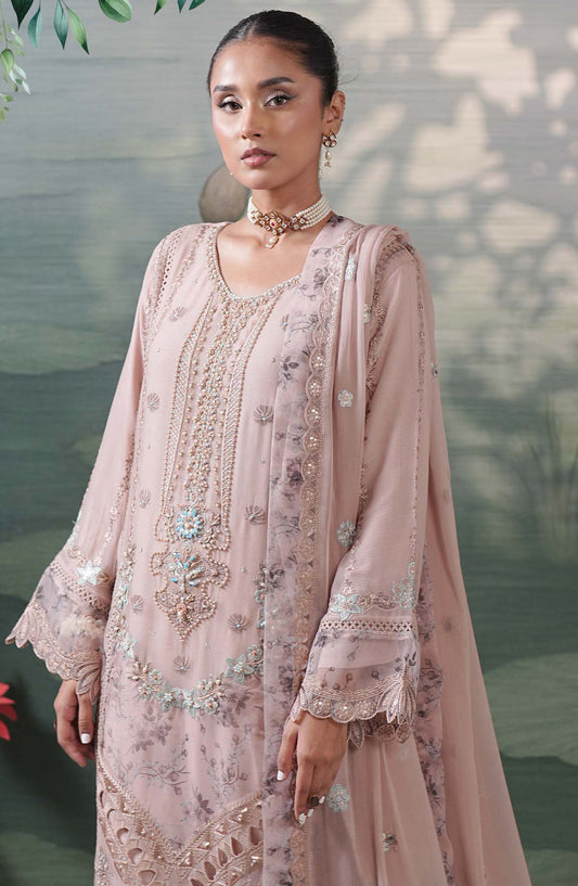 Silvana by Guzel Embroidered Chiffon Stitched 3 Piece Suit - Zaphira - GUZ25SLC - Pink - Luxury Collection