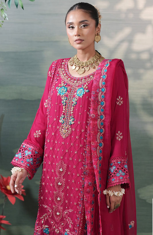 Silvana by Guzel Embroidered Chiffon Stitched 3 Piece Suit - Sera - GUZ25SLC - Pink - Luxury Collection