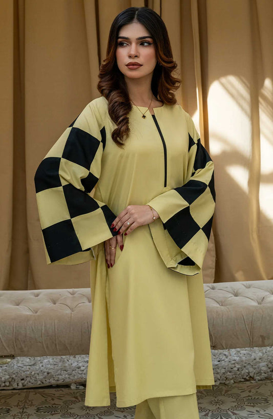 Rangeen Co-ords Wash n Wear Stitched 2 Piece - Handcrafted - Light Lime - Casual Collection