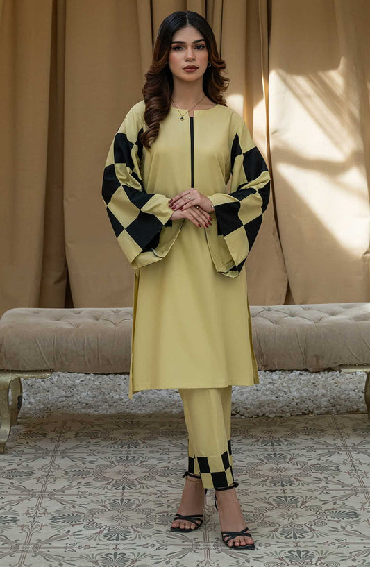 Rangeen Co-ords Wash n Wear Stitched 2 Piece - Handcrafted - Light Lime - Casual Collection