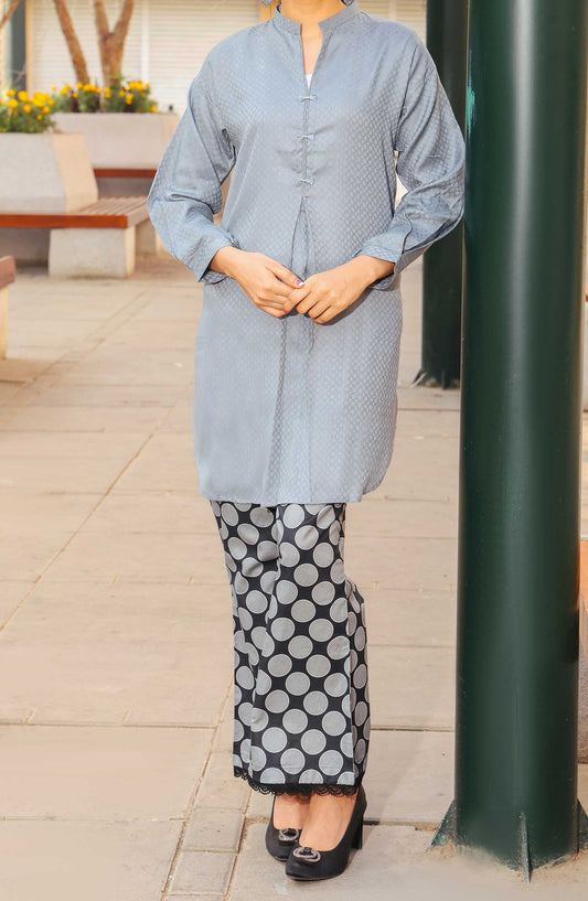 Heba by Amna Khadija Printed Cotton Jacquard Stitched 2 Piece - HCJD-02 - AK25H - Grey - Winter Collection