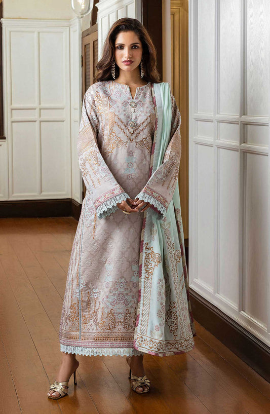 Seraph by Mushq Embroidered Jacquard Lawn Unstitched 3 Piece - HML25-02 Arsinoe - MQ25SL - Grey - Summer Collection