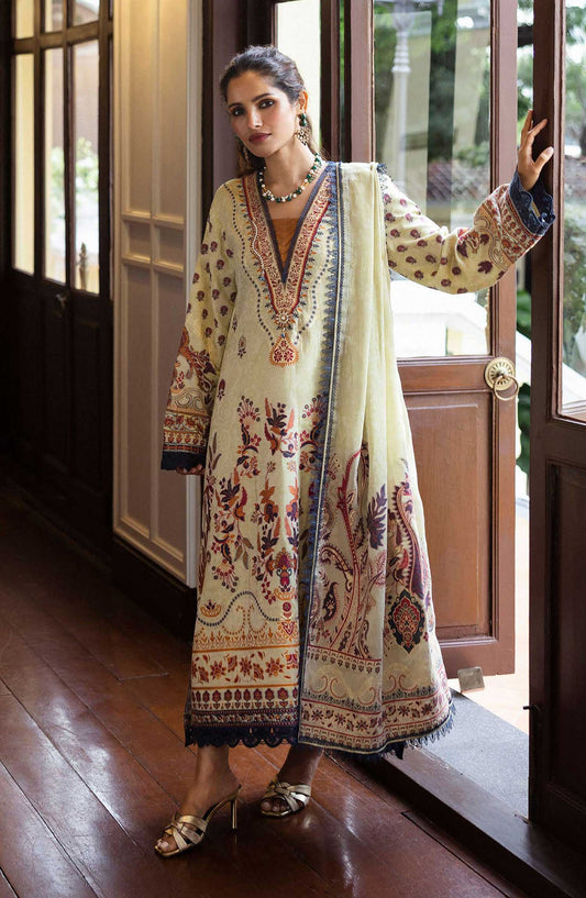 Seraph by Mushq Embroidered Jacquard Lawn Unstitched 3 Piece - HML25-03 Letizia - MQ25SL - Yellow - Summer Collection