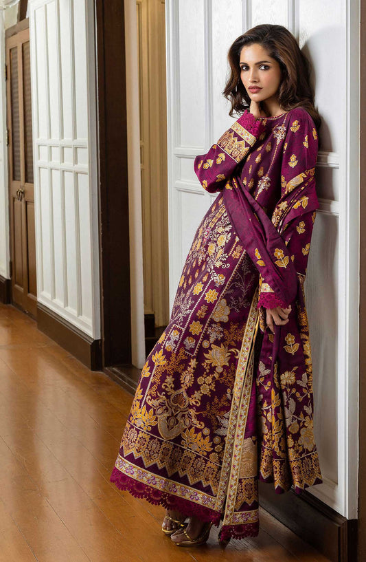 Seraph by Mushq Embroidered Jacquard Lawn Unstitched 3 Piece - HML25-04 Eleanor - MQ25SL - Magenta - Summer Collection