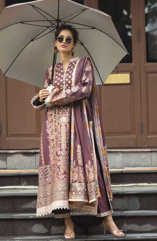 Seraph by Mushq Embroidered Jacquard Lawn Unstitched 3 Piece - HML25-07 Narissa - MQ25SL - Purple - Summer Collection