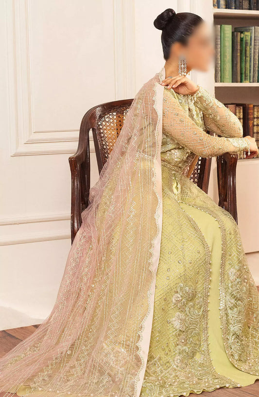 Hemline By Mushq Aura Debet Wedding Unstitched 2024 p1 - HUNWD240102 WASABI