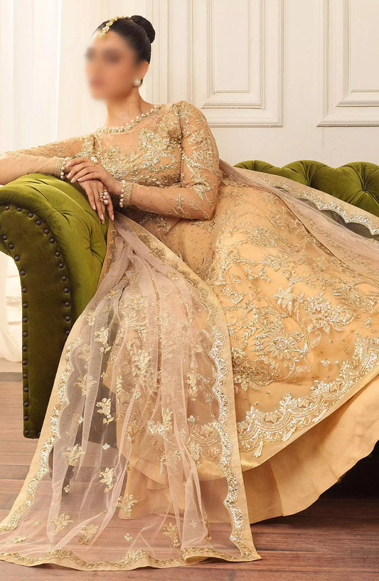 Hemline By Mushq Aura Debet Wedding Unstitched 2024 p1 - HUNWD240103 CHAMOIS