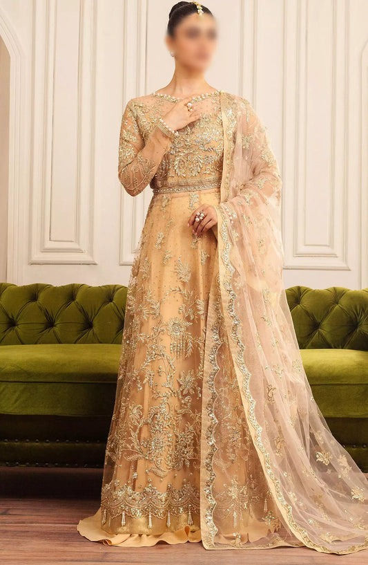 Hemline By Mushq Aura Debet Wedding Unstitched 2024 p1 - HUNWD240103 CHAMOIS