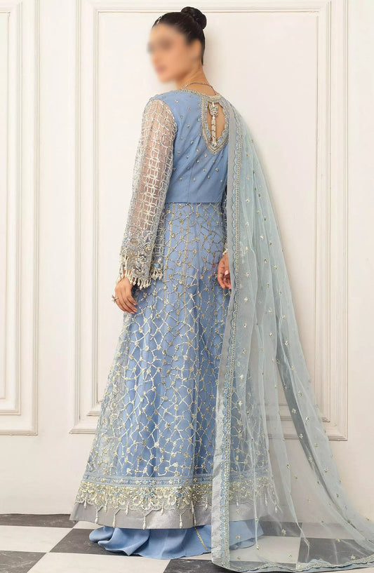 Hemline By Mushq Aura Debet Wedding Unstitched 2024 p1 - HUNWD240104 PERIWINKLE