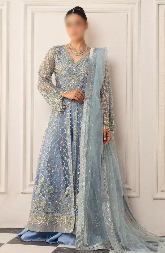 Hemline By Mushq Aura Debet Wedding Unstitched 2024 p1 - HUNWD240104 PERIWINKLE