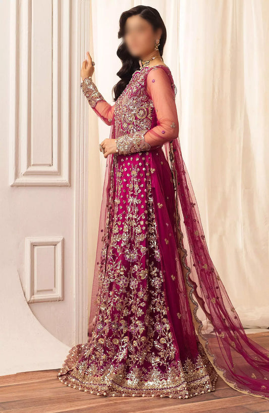 Hemline By Mushq Aura Debet Wedding Unstitched 2024 p1 - HUNWD240105 FUCHSIA
