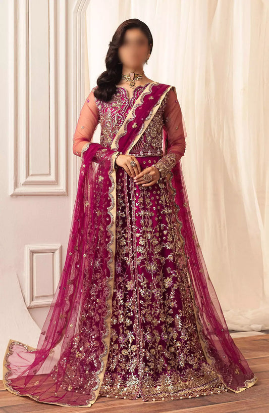 Hemline By Mushq Aura Debet Wedding Unstitched 2024 p1 - HUNWD240105 FUCHSIA