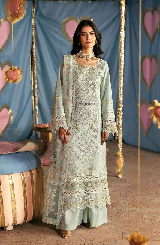 Mahnur Embroidered Lawn Unstitched 3 Piece Suit - D-07 Amalia - MH25HJ - Green - Summer Collection
