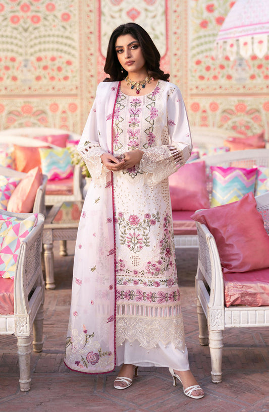 Mahnur Embroidered Lawn Unstitched 3 Piece Suit - D-06 Eileen - MH25HJ - Pink - Summer Collection