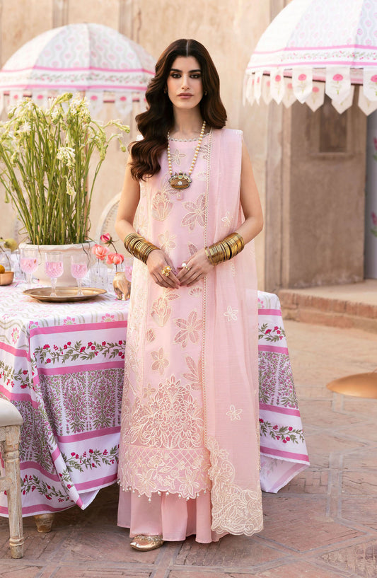 Mahnur Embroidered Lawn Unstitched 3 Piece Suit - D-10 Rhea - MH25HJ - Pink - Summer Collection