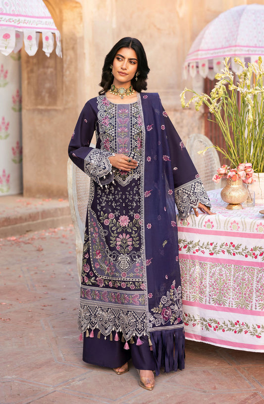 Mahnur Embroidered Lawn Unstitched 3 Piece Suit - D-05 Senna - MH25HJ - Purple - Summer Collection