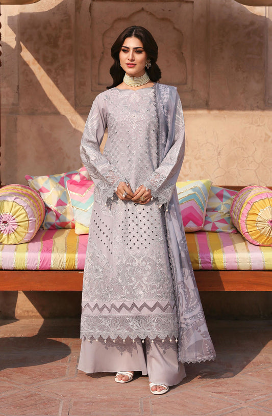 Mahnur Embroidered Lawn Unstitched 3 Piece Suit - D-04 Maeve - MH25HJ - Purple - Summer Collection