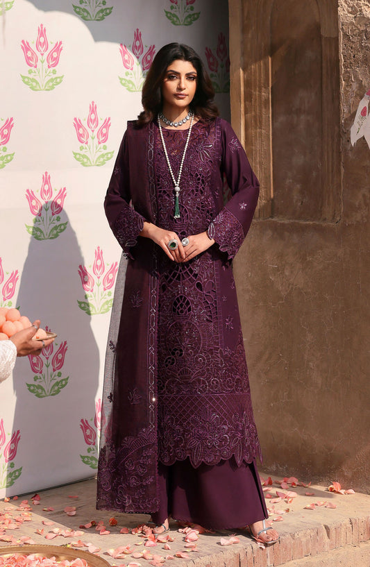 Mahnur Embroidered Lawn Unstitched 3 Piece Suit - D-11 Liana - MH25HJ - Purple - Summer Collection