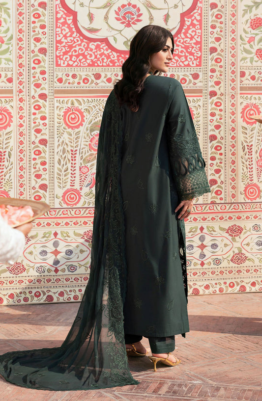 Mahnur Embroidered Lawn Unstitched 3 Piece Suit - D-01 Solene - MH25HJ - Green - Summer Collection