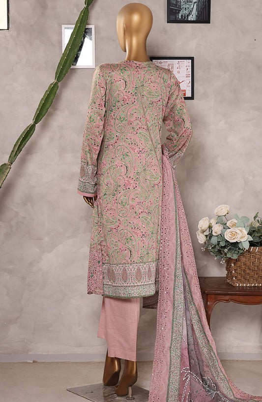 HZ Textile Embroidered Lawn Unstitched 3 Piece Suit - PEC-530 - HZ25PELV6 - Pink - Summer Collection