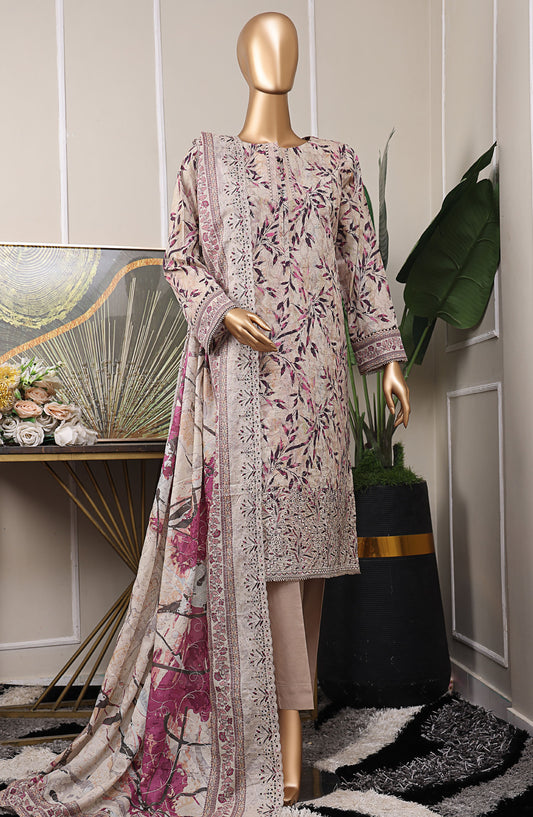 HZ Textile Embroidered Lawn Unstitched 3 Piece Suit - PEC-529 - HZ25PELV6 - Grey - Summer Collection