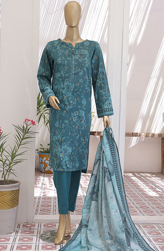 HZ Textile Printed Jacquard Lawn Unstitched 3 Piece Suit - JPC-24 - HZ25JPC - Blue - Summer Collection
