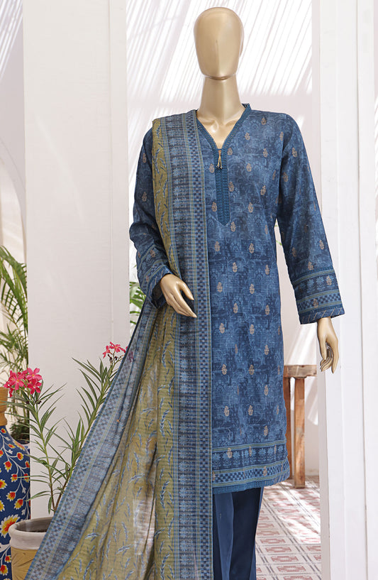 HZ Textile Printed Jacquard Lawn Unstitched 3 Piece Suit - JPC-22 - HZ25JPC - Blue - Summer Collection