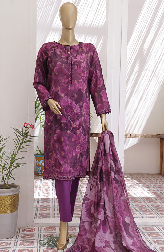 HZ Textile Printed Jacquard Lawn Unstitched 3 Piece Suit - JPC-25 - HZ25JPC - Purple - Summer Collection