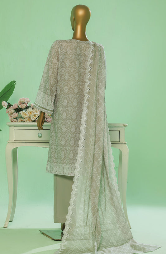 HZ Textile Chikankari Lawn Stitched 3 Piece Suit - PEC-3P-054 Pastel - HZ25PTKV3 - Grey - Summer Collection