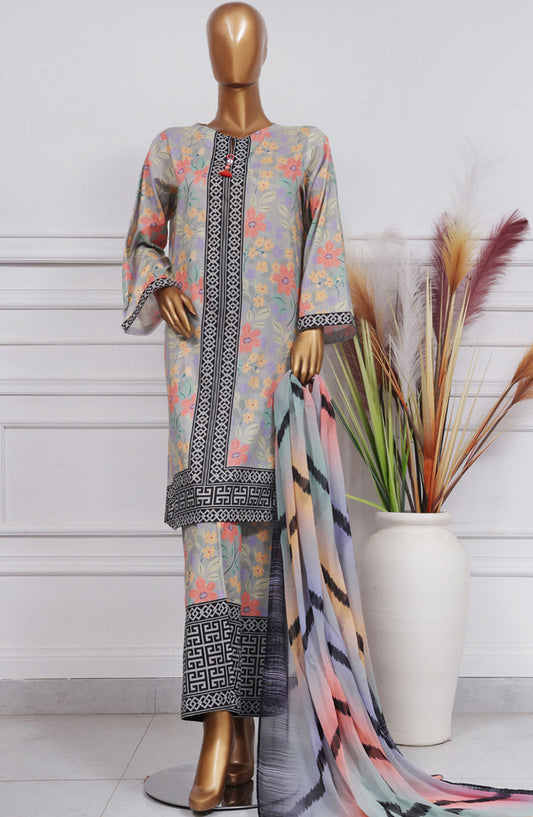 HZ Textile Printed Lawn Stitched 3 Piece Suit - PWW-104 Floral Vibes - HZ25PANC - Summer Collection